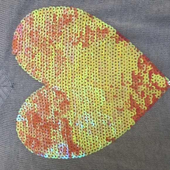 Wildfox cashmere light blue sequined heart sweater - Picture 2 of 5